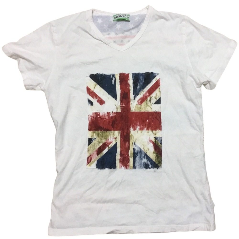 Organic Hill Graphic Tee Womens Large White Good Union Jack Laser Cut Back